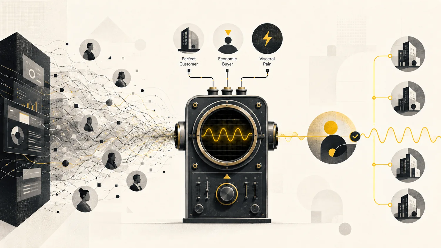 Vencha’s Selling Software Algorithm turns noisy market activity into a clear signal by aligning the perfect customer, economic buyer and visceral pain, creating a repeatable route to ideal customers.